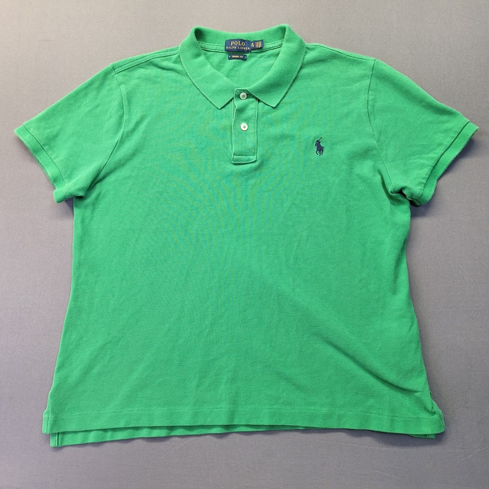 Polo Ralph Lauren Kids XL Green Skinny Fit Short Sleeve Cotton Polo Shirt 1873